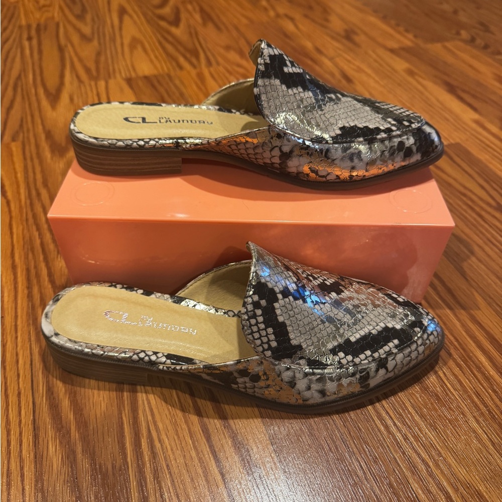 Snake skin mules